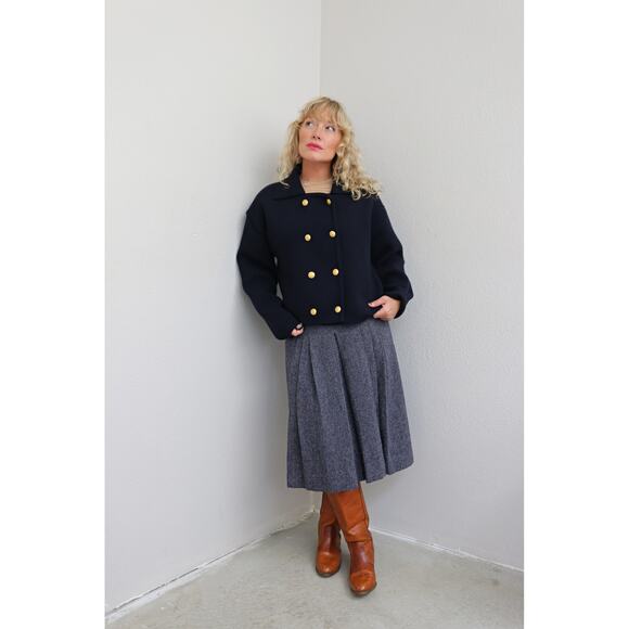 2000's Vintage F. by Faconnable French Navy Wool Cardigan Men's LG Women's LG XL - Picture 6 of 7